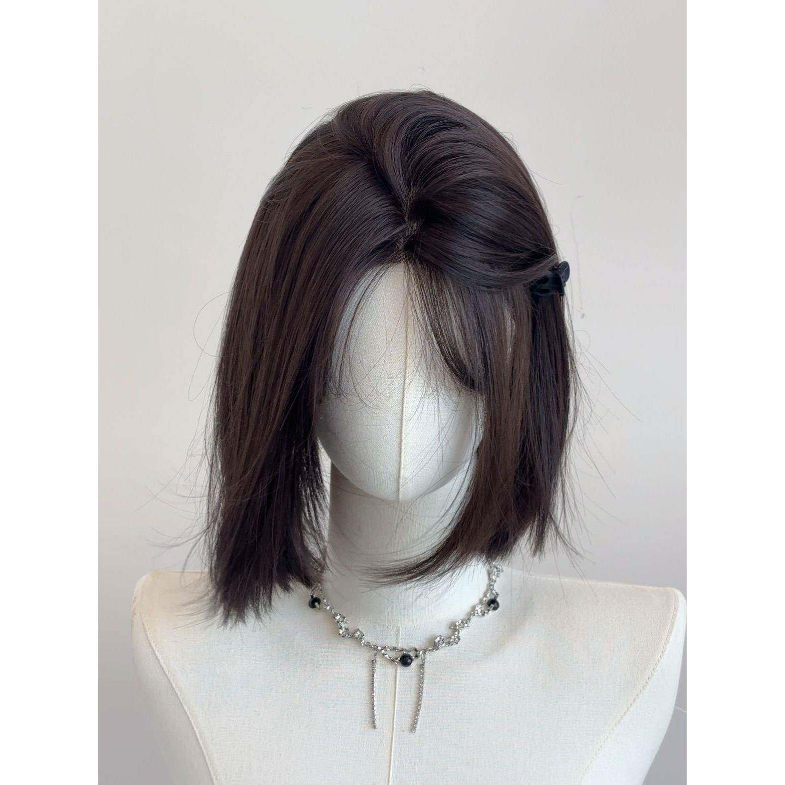 [梦回青春]额头蕾丝假发女御姐短发一刀切自然模拟人发全头饰风格