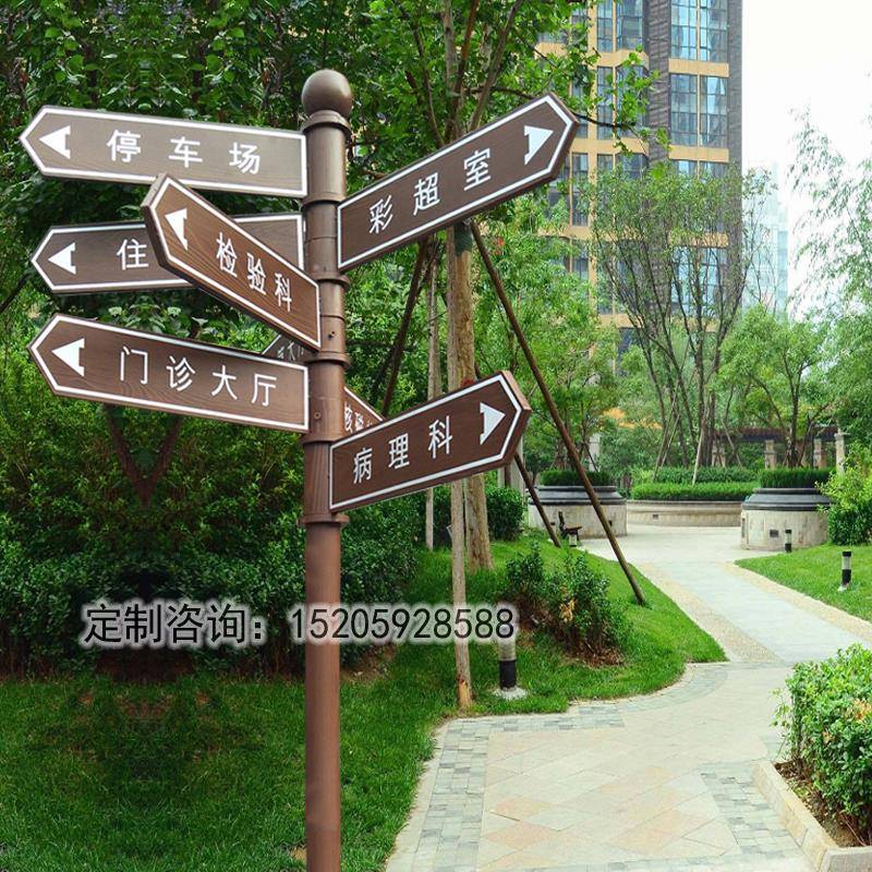 仿木导向牌木纹景区指示牌万向路标指路牌立式小区导向指示牌定制