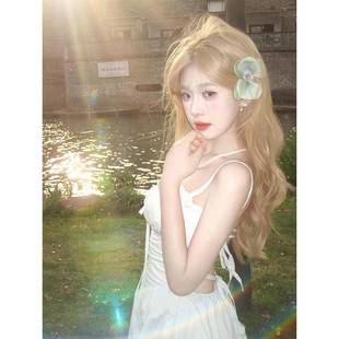 假发女长发白金色中分八字刘海长卷发大波浪自然仿真人显白全头套