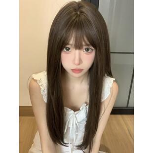 呐森假发女长发长直发双马尾Lolita圆脸甜美自然夏天网红JK全头套