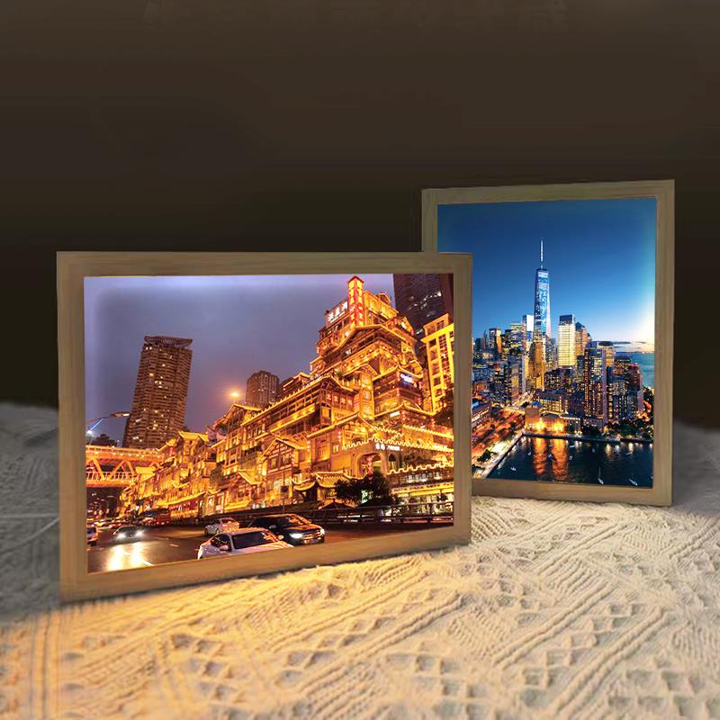 万家灯火风景灯光画卧室床头小夜灯装饰画城市夜景客厅餐边柜挂画