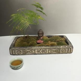 盆景多肉金钱菖蒲花盆无孔水培台面家居摆设复古汉砖盆 新款
