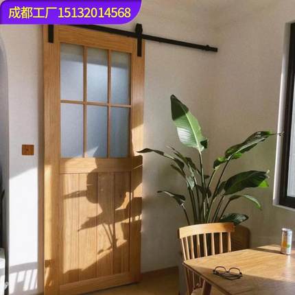 谷仓门实木门原木门吊轨门卫生间门厕所门厨房推拉门谷仓门移门