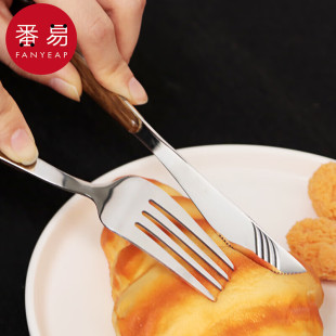 刀叉 叉高颜值长柄木 不锈钢A1P801 家用切牛排刀勺西餐餐具欧式