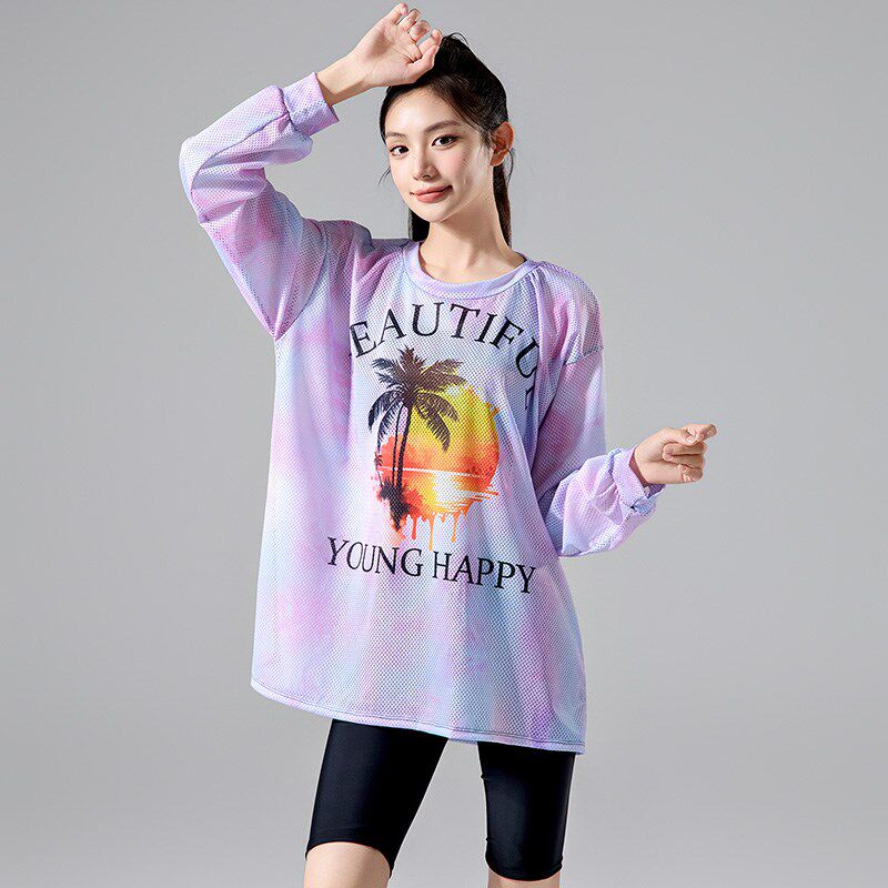 泳衣女大码保守分体三件套海边z度假温泉微胖女孩遮肉游泳背心泳