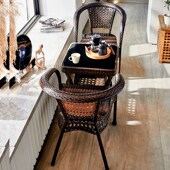 阳台小桌椅藤椅三件套组合套装 户外休闲防水茶桌椅室Y外庭院靠背