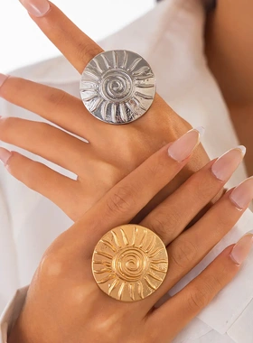 欧美饰品 时尚感不规则结戒指 轻奢风合金ring套装开口