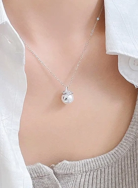 s925银灵蛇珍珠项链女时尚蛇形本命年礼物锁骨链新款潮