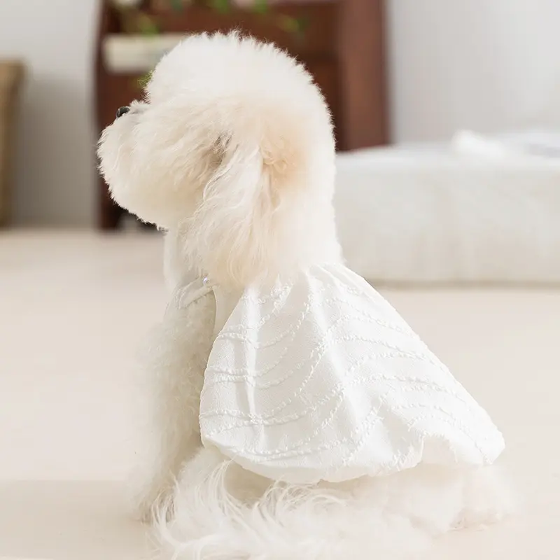 狗狗春夏季公主风淑女提花吊带花苞连衣裙小型犬猫咪裙子宠物衣服
