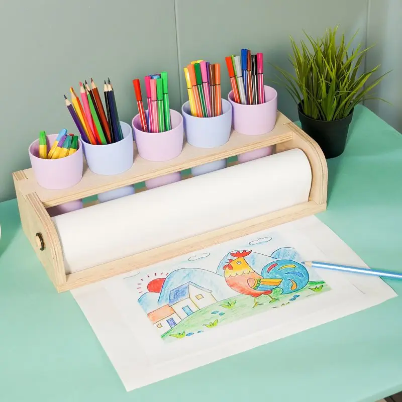 少儿涂鸦专用画架桌面台式实木美术卷纸幼儿园画纸套装绘画轴工具