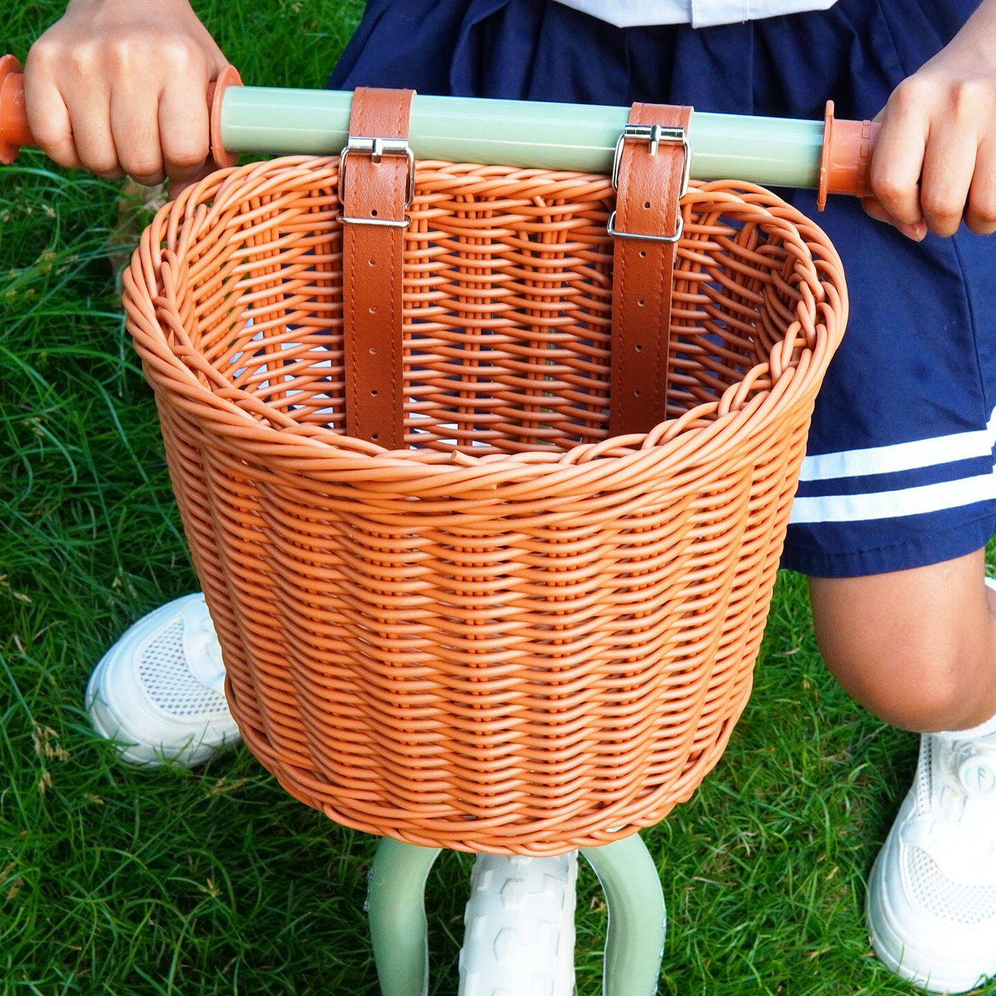 天然藤编自行车推车滑板车前篮手提篮儿童车配件防水收纳挂篓篮子