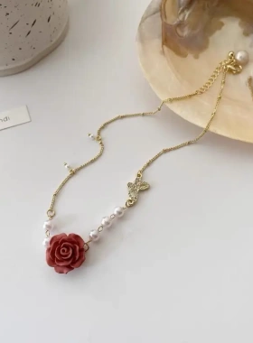 白山手链ins小众设计森系高颜值珍珠栀子花百搭闺蜜玫瑰手链