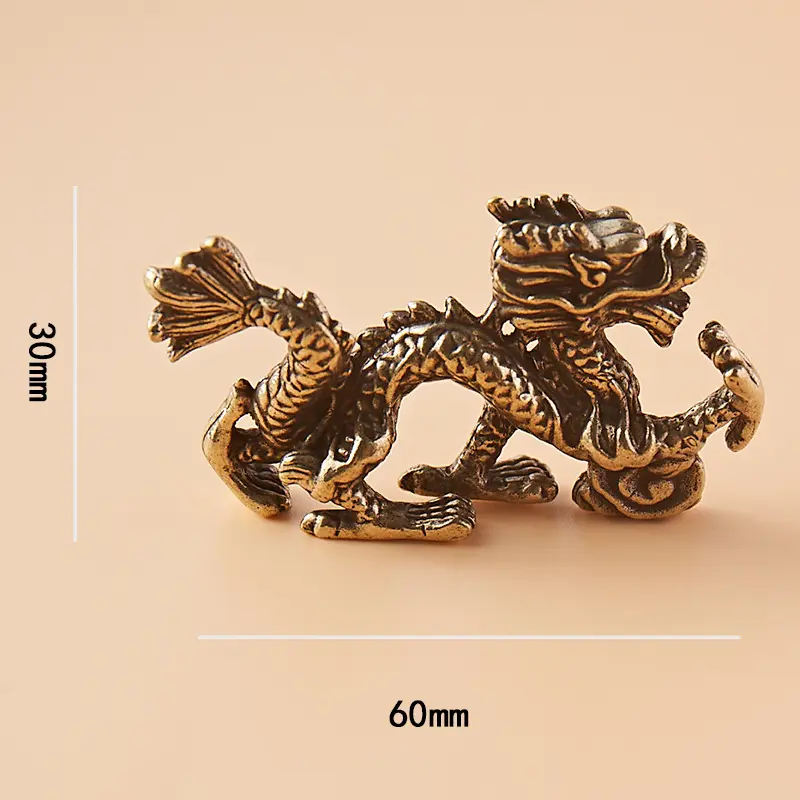 实心祥云龙十二生肖龙茶宠居家装饰老物件黄铜桌面工艺摆件纯手工