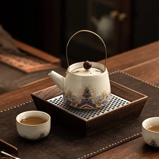 提梁茶壶陶瓷家用高端功夫茶具泡茶器简约单壶中式 汝窑