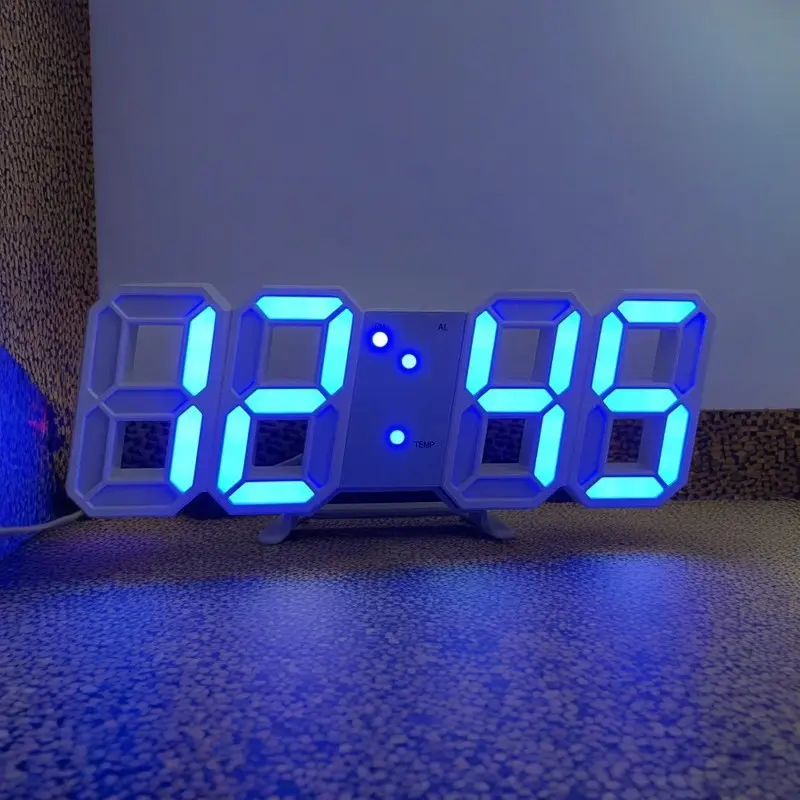 电子闹钟3d数字闹钟clo创意智能感光led壁挂钟韩版学生
