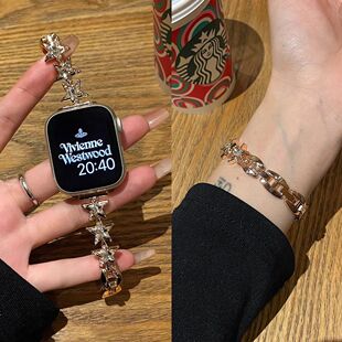 镶钻星星oppowatch3/2/X/3pro/4pro手表表带高级女se金属表链适用
