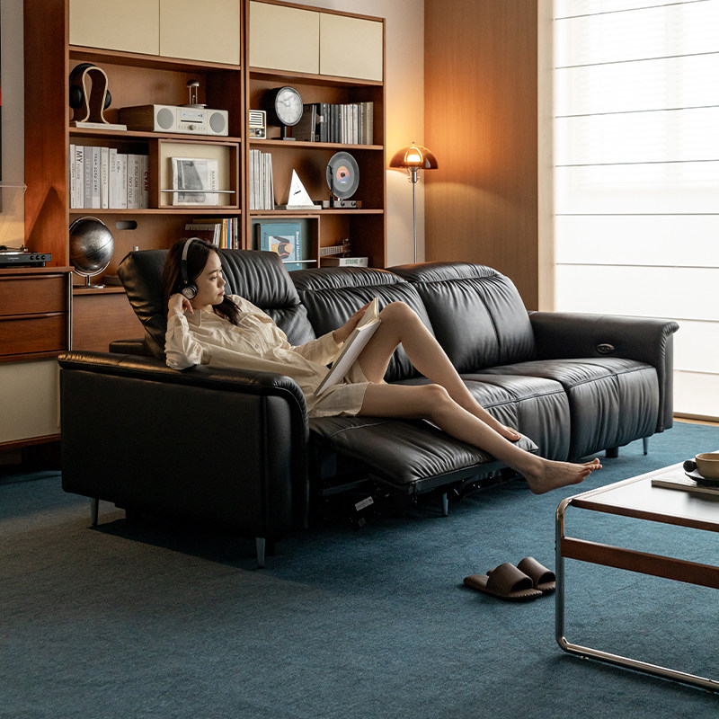 出乎生活0压电动沙发靠墙头层牛皮中古风功能沙发可调节靠背,住宅家具,功能沙发,淘宝优惠券,粉丝福利购,淘宝优惠卷