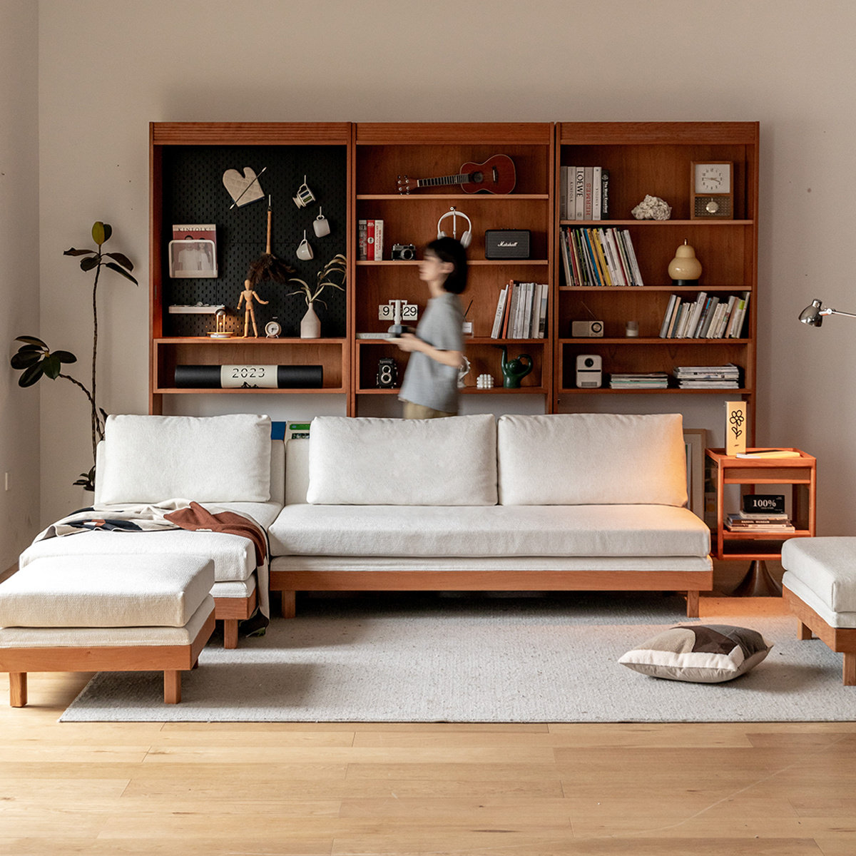 出乎生活方糖沙发北欧简约复古三人位樱桃木组合日式客厅布艺沙发,住宅家具,实木沙发,淘宝优惠券,粉丝福利购,淘宝优惠卷