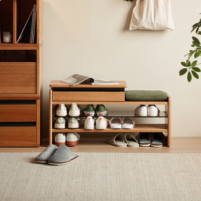 出乎生活北欧实木家用入户换鞋凳