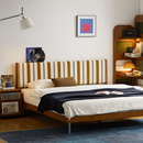 出乎生活尼斯软包床复古实木布艺软包可拆洗小户型1.8卧室双人床