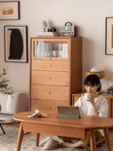 出乎生活格林五斗柜实木日式 樱桃木简约客厅储物橱卧室收纳展示柜