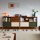 出乎生活银翼边柜多功能储物柜客餐厅靠墙复古小边柜收纳柜黄杨木