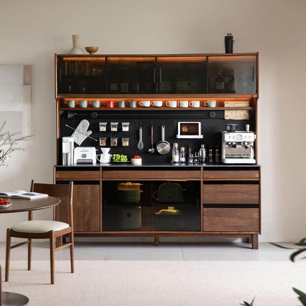 出乎生活和序餐边柜靠墙一体储物柜黑胡桃木复古多功能收纳柜,住宅家具,餐边柜,淘宝优惠券,粉丝福利购,淘宝优惠卷