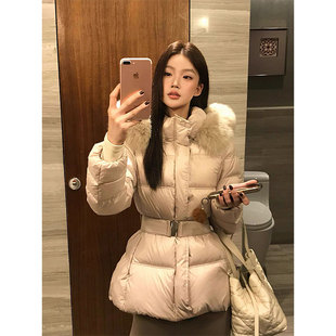 2025新款韩国东大门狐狸大毛领连帽羽绒服女短款收腰显瘦加厚外套