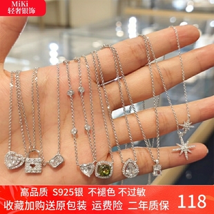 925银密镶多圈小蛮腰项链十字架圆珠锁骨链爱心颈链情人节礼物