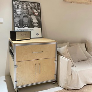 桦木海洋板餐边柜咖啡柜铝型材多层置物架书柜柜子水吧柜斗柜