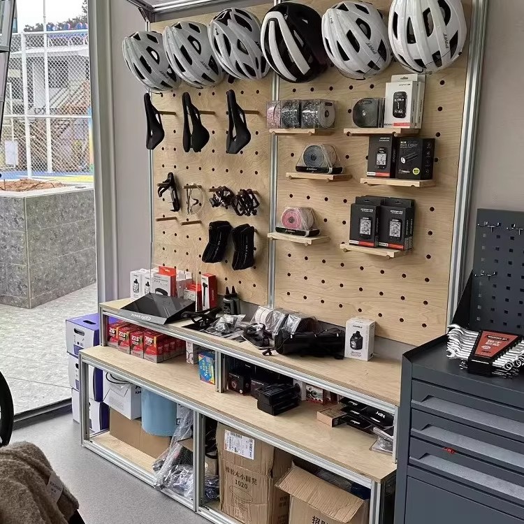 铝型材桦木海洋板收纳柜展示柜落地商场洞洞板装饰品陈列架置物架