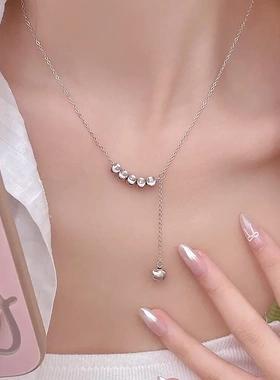 s925银拉丝圆球流苏项链女韩国时尚新品锁骨链小众轻奢