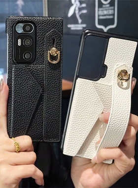 适用华为MateX5手机壳折叠屏X3腕带vs2插卡套X2/XS支架MateXs荔枝纹小众便携X3典藏版荔枝纹时尚简约防摔创意