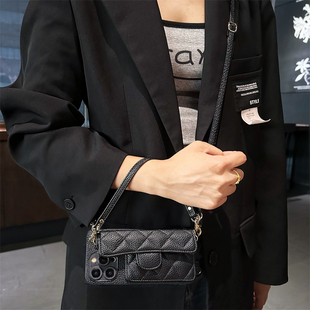 8秋冬时尚 6se斜跨9 简约 Reno14Pro手机壳13se小香风reno14零钱包Reno12手提绳10pro插卡套11F挂绳7 适用OPPO