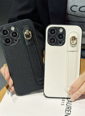 适用于iPhone15promax手机壳苹果14手腕带13秋冬12支架11全包XR定制xs懒人8简约6精孔7plus高级6s防摔x小众