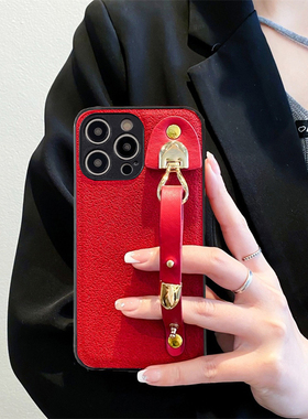 适用三星Galaxy note20手机壳m30s月坑纹a40s腕带a50s支架a70s新年红a60防摔a8s喜庆a9s皮质a72轻奢a54时尚潮