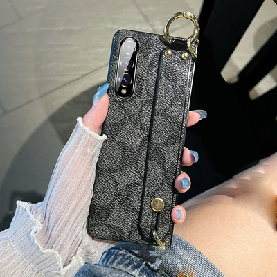 适用三星ZFold5手机壳zfold4折叠屏幕框3斜跨绳F9260复古w2022腕带支架时尚轻奢创意小众手工定制新款情侣女