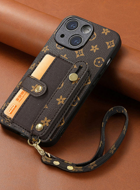 适用三星A42手机壳A34腕带A32支架A30S插卡套GalaxyA35手绳A20E商务A25小众A21S皮质A23简约创意防摔保护套