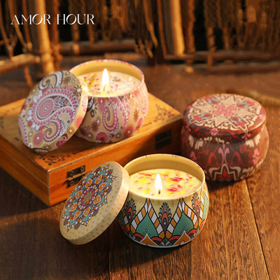 香薰蜡烛马口罐大豆蜡固体家用生日氛围感植物蜡栀子花圣诞节庆礼