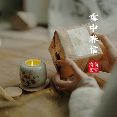 香薰蜡烛[雪中春信]天然植物大豆蜡腊梅梅花寒梅雪松木质送礼品质