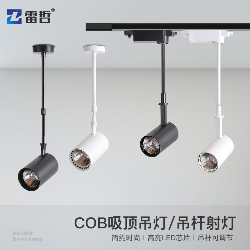 雷哲商照长杆射灯led轨道吊灯服装店铺用cob暖光可伸缩明装画展厅