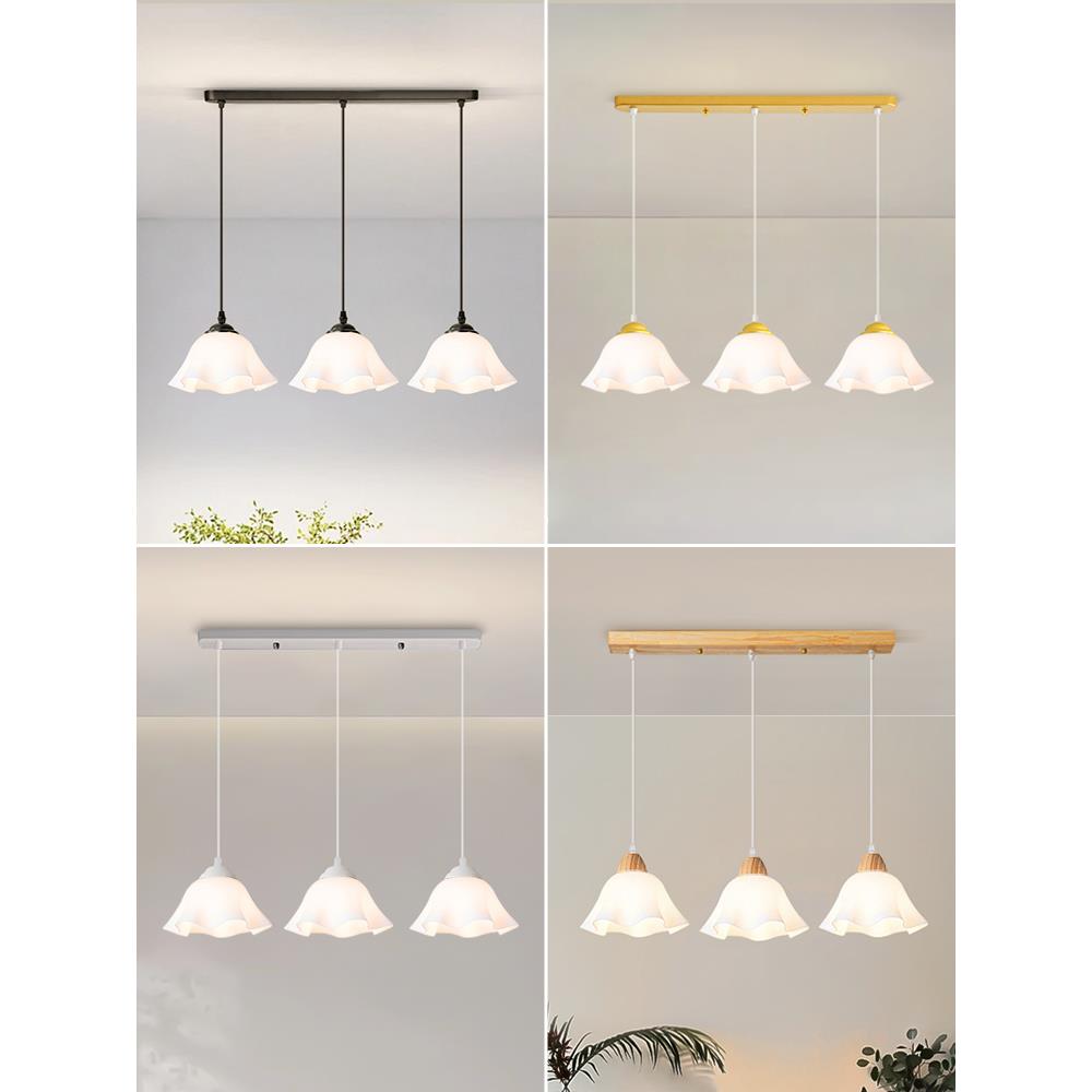 可换灯泡新款花朵餐厅吊灯三头单头现代简约饭厅餐桌吧台家用长灯