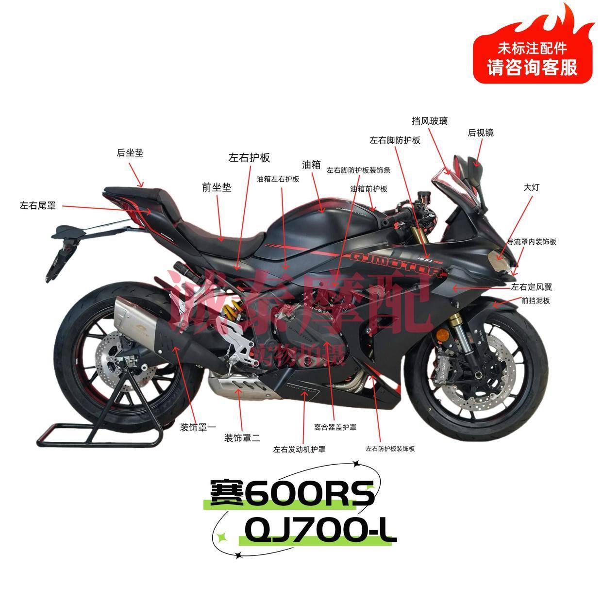 24款赛600RSQJ700GS-L车壳外壳塑料件大板导流罩定风翼尾罩挡泥板