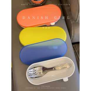 KOM儿童勺子叉子收纳盒 餐具盒装勺子盒便携盒