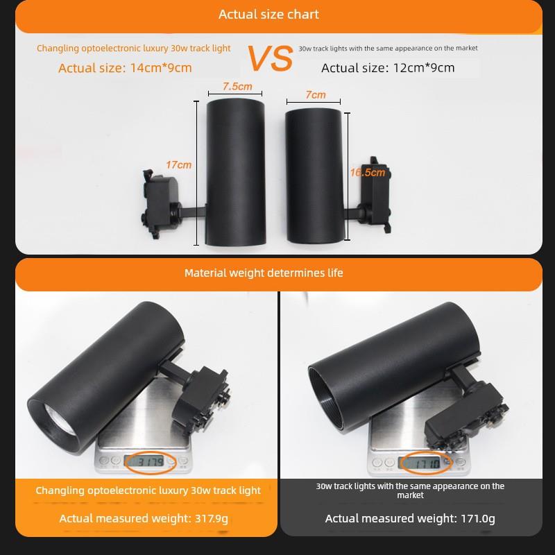 led轨道射灯明装店铺商用超亮导轨式服装店专用背景墙餐饮筒灯