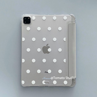 韩国ins古早风白波点元素iPad苹果10代M310.9寸保护套A16平板pro11寸2025全包边air7/6/5带笔槽软壳防摔