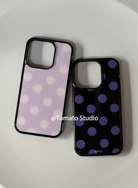 韩国ins古早紫色波点欧尼同款苹果17promax保护套iPhone17/16/15/14/13/12全包边11手机壳Xsmax黑新16e
