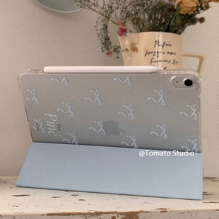 韩国ins小众chic淡蓝蝴蝶结iPad苹果10代M310.9寸保护套A16平板pro11寸2025全包边air7 5带笔槽软壳防摔