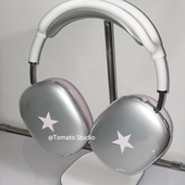 韩国ins新款 小众Y2K少女粉五角星TPU高透轻薄硅胶软壳适用于Airpodsmax苹果耳机头戴式 蓝牙耳机保护套