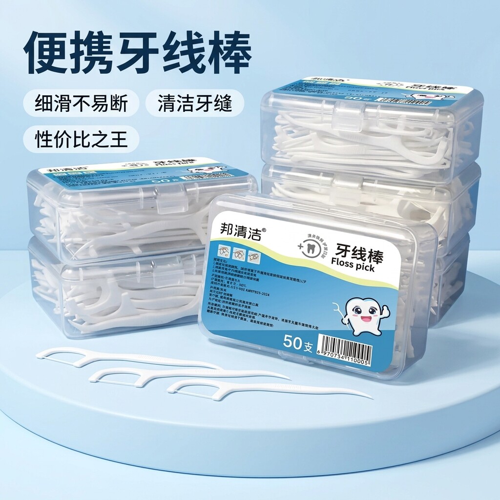 一次性牙线棒成人便携牙缝清洁剔牙线口腔牙签居家旅行盒装日常用